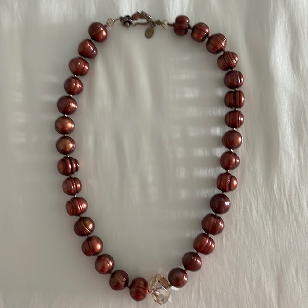 Fresh water pearl & Swarovski crystal necklace